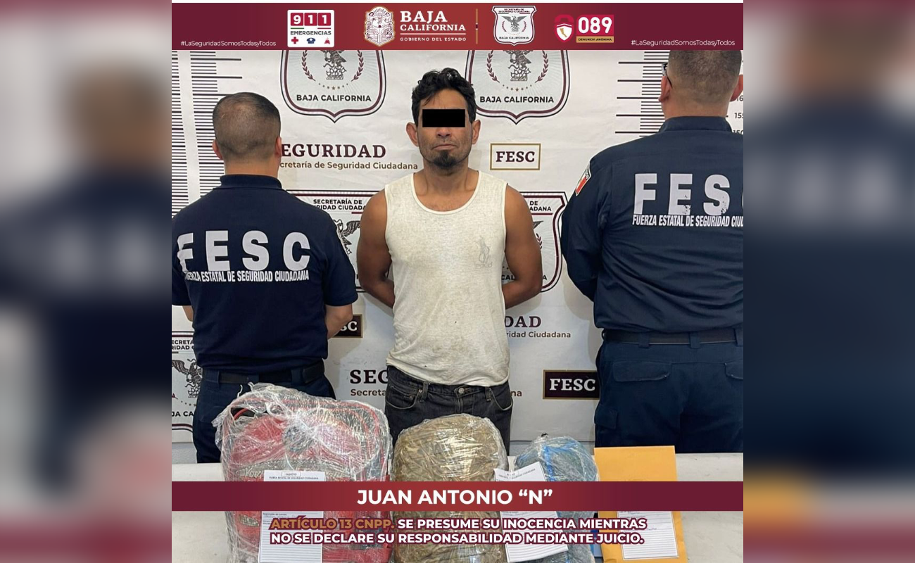 Detienen a sujeto “cargado” con un kilo de marihuana y dosis de heroína