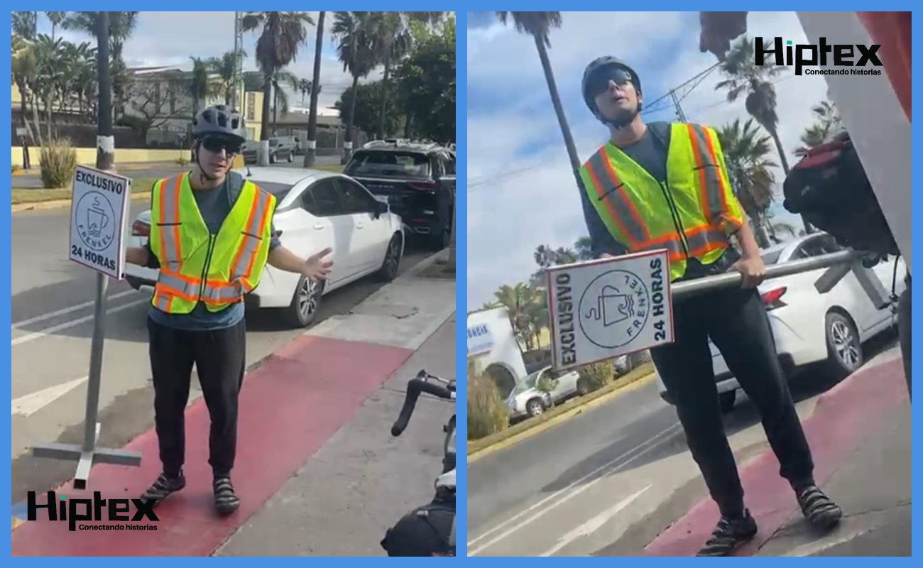 Ciclista vandaliza letreros de exclusivo en la fallida ciclovía