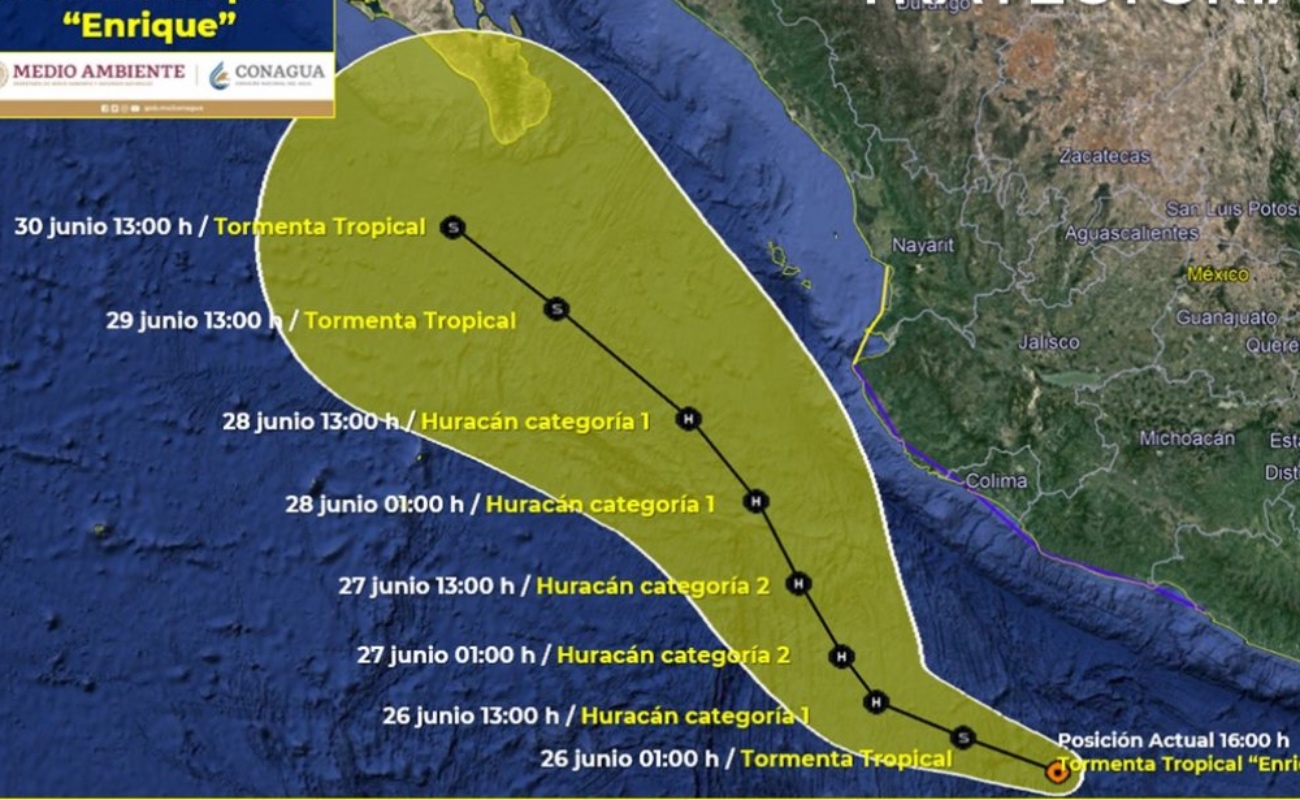 Gana fuerza tormenta tropical Enrique frente a costas de México