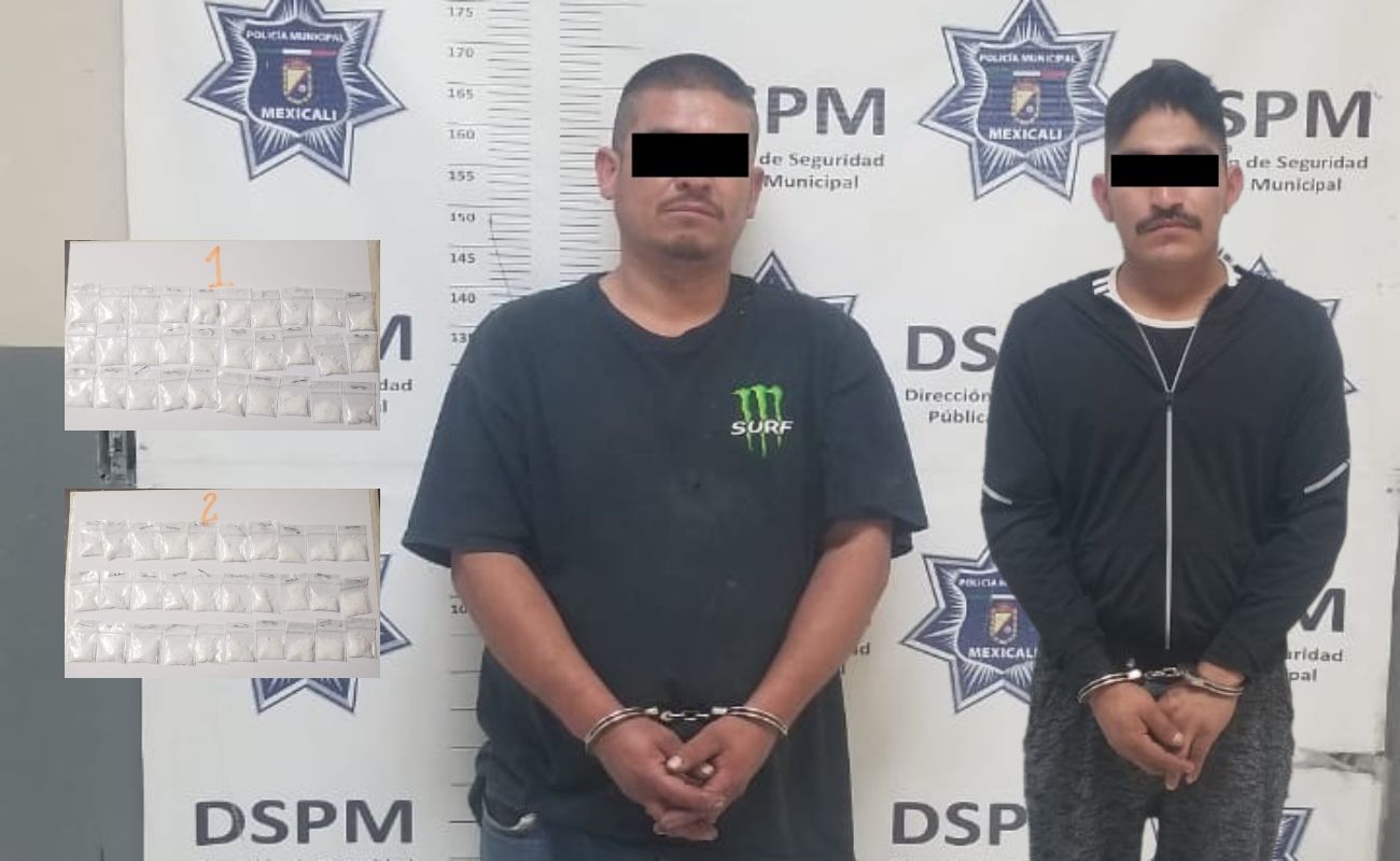 Detiene Policía Municipal a dos sujetos en posesión de metanfetamina