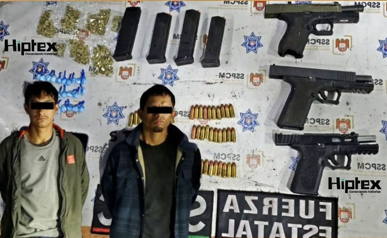 En operativo conjunto, caen dos sujetos con armas y droga
