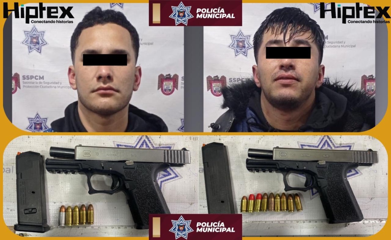 Tras realizar detonaciones de arma de fuego, dos sujetos fueron capturados por la policía municipal