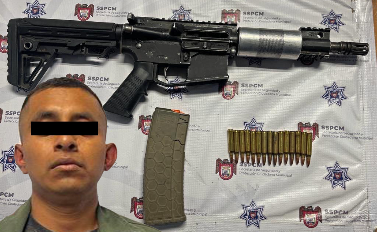 Arrestan a sujeto en posesión de fusil de asalto en Zona Centro