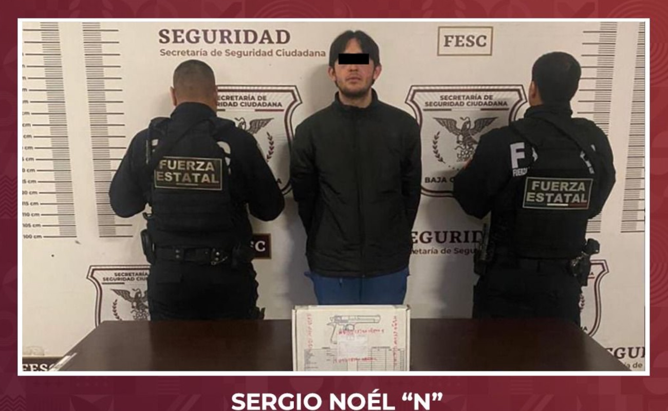 Asegura Fuerza Estatal arma y vehículo con blindaje en Tijuana; hay un detenido