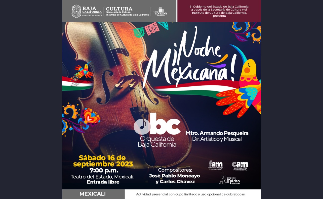 Invita Secretaría de Cultura a noche mexicana con la orquesta de Baja California