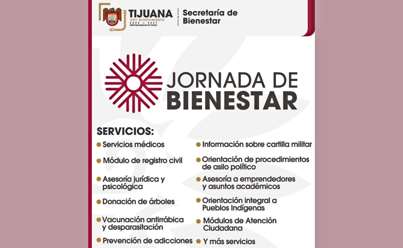 Anuncia XXV Ayuntamiento de Tijuana próxima jornada de bienestar en Infonavit Lomas Del Porvenir