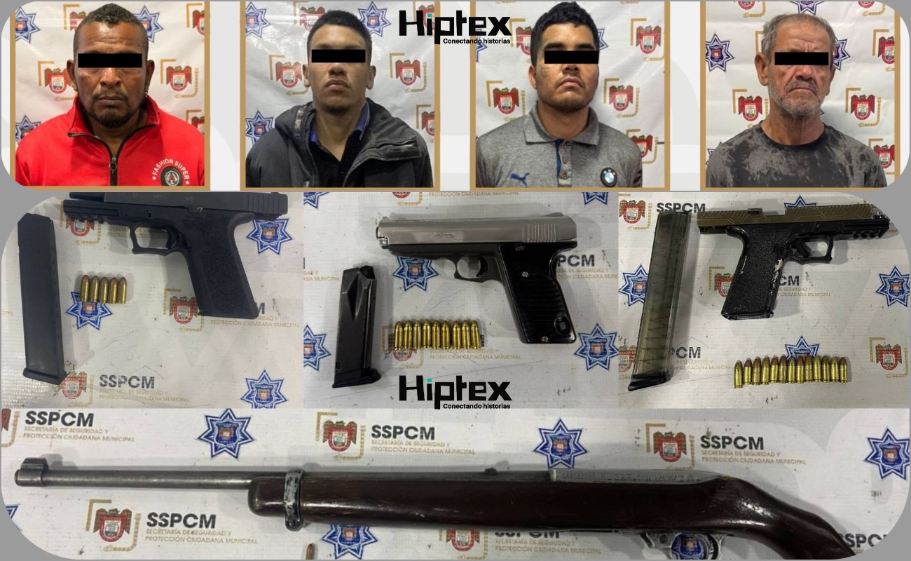 Aseguran a cuatro personas en posesión de armas de fuego