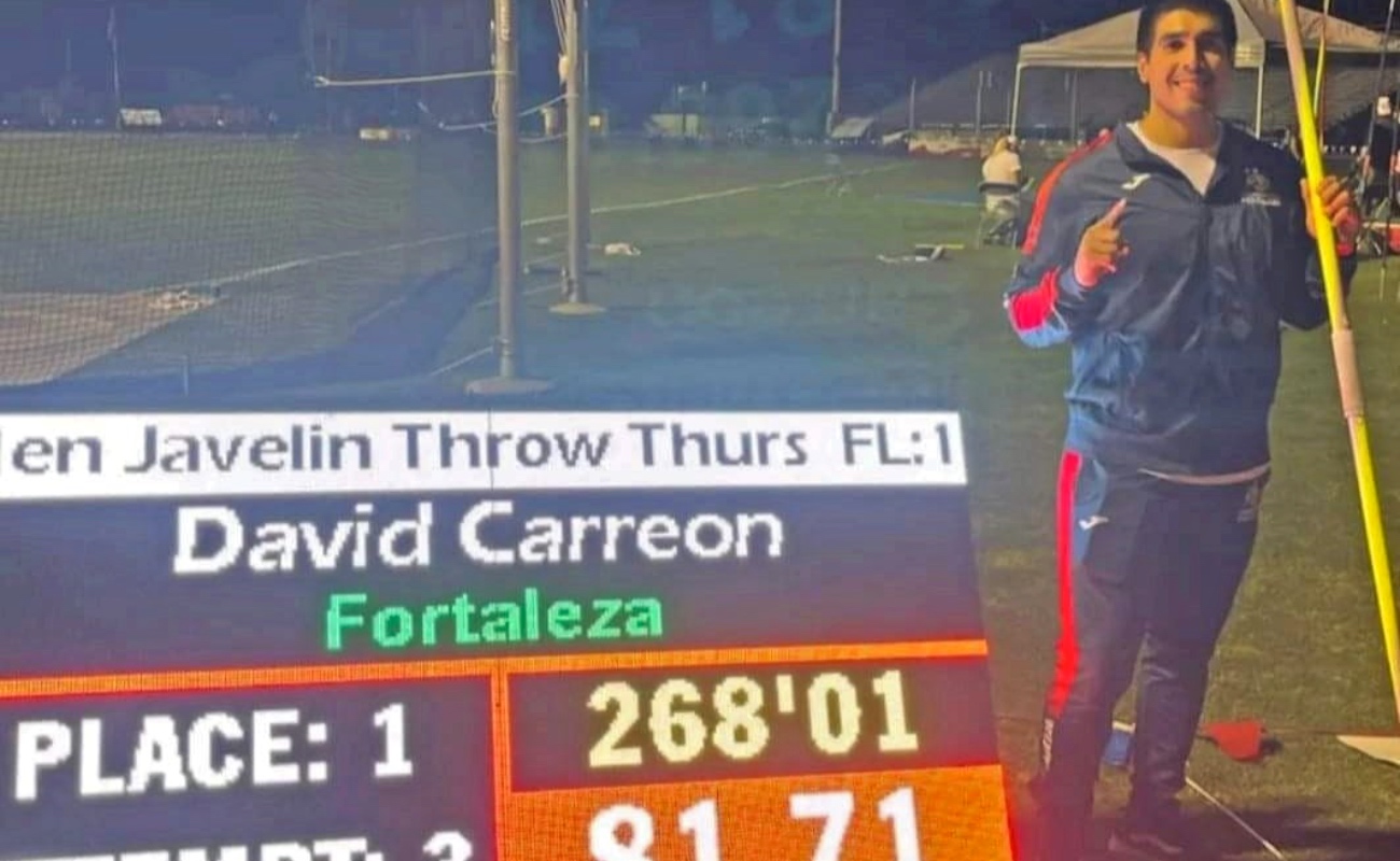 impone David Carreón nuevo récord nacional en lanzamiento de jabalina