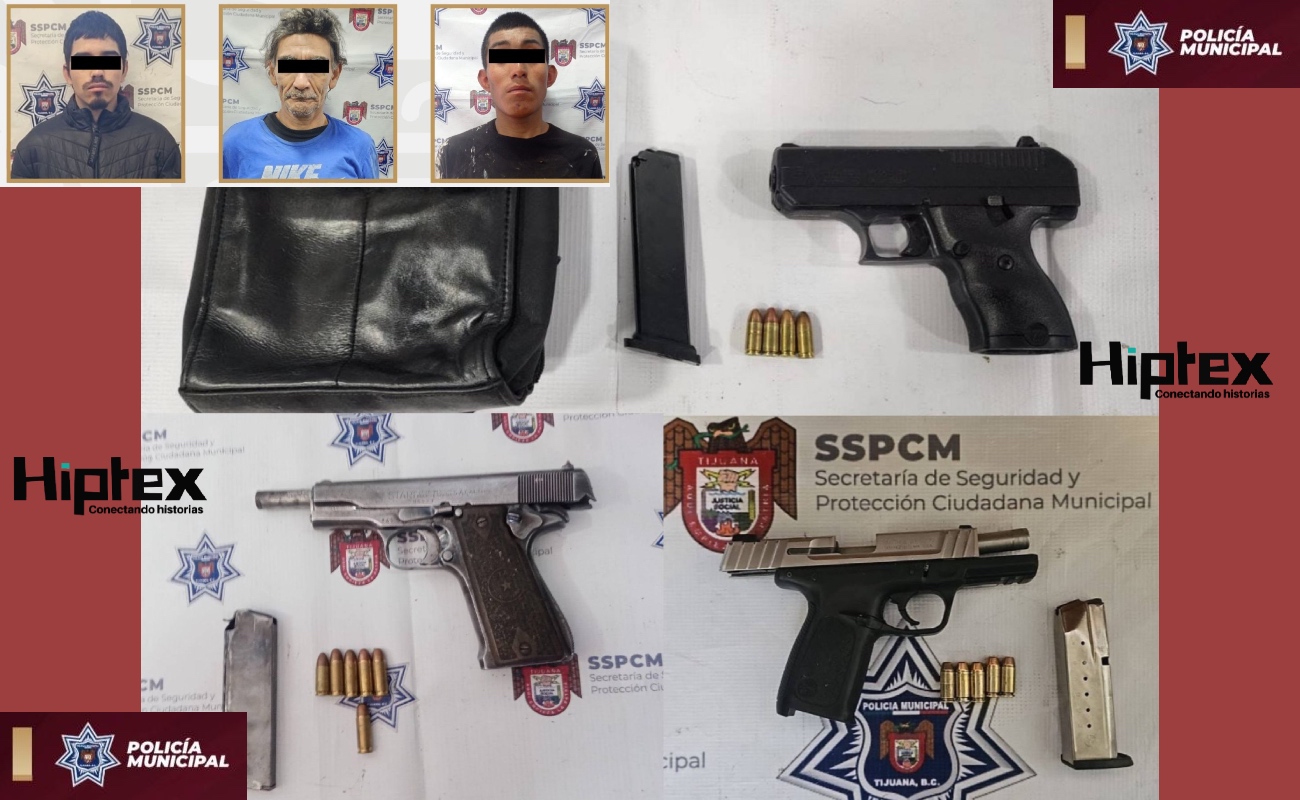 Detiene Policía Municipal a tres personas armadas