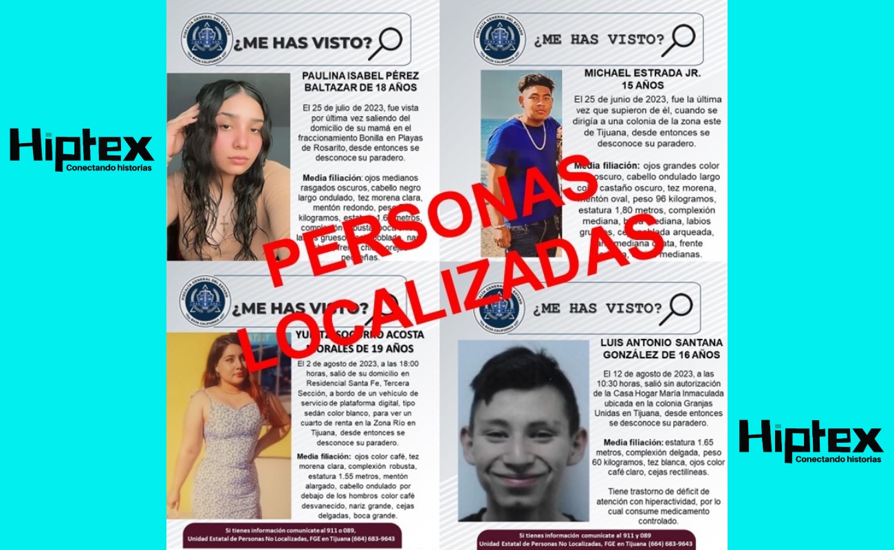 Localiza Fiscalía BC a cuatro personas desaparecidas en Tijuana