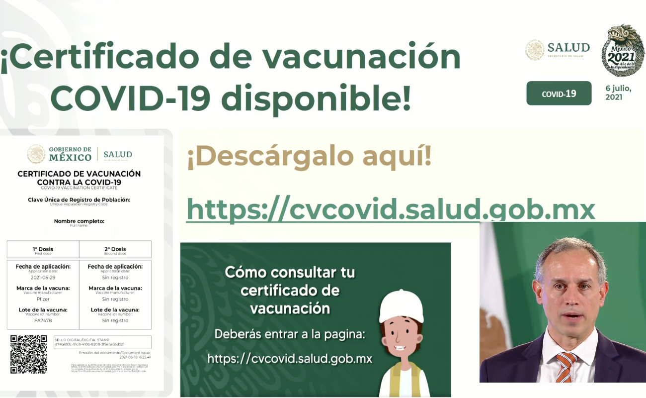 Ya se puede obtener Certificado de Vacunación Covid: López-Gatell