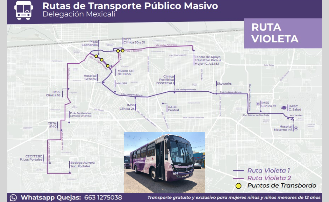 Estrena Transporte Violeta nueva ruta en Mexicali