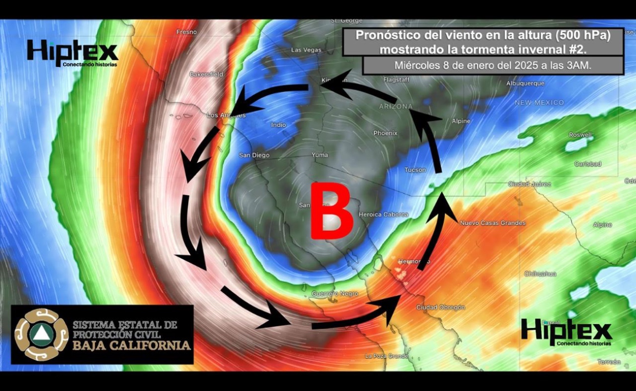 Alerta Protección Civil de San Quintín por la Tormenta Invernal #2 de la Temporada 2024-2025