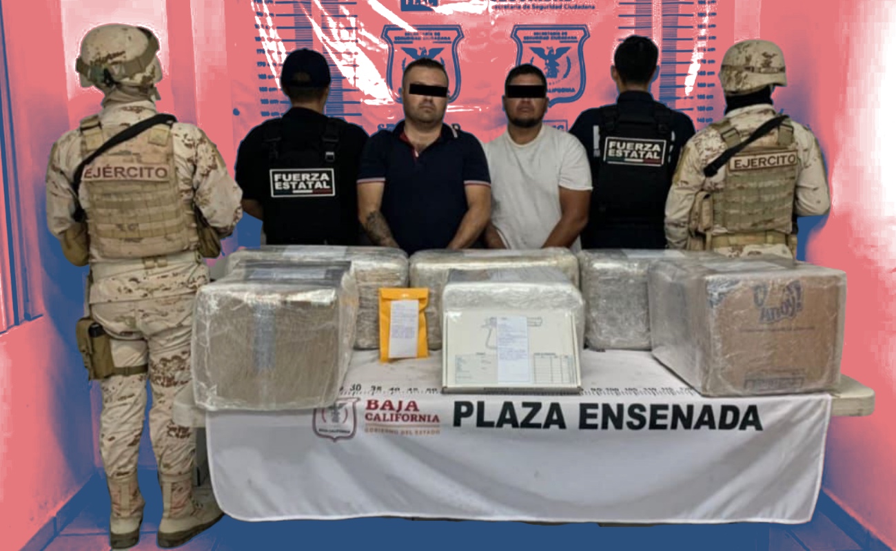 Decomisa Fuerza Estatal metanfetamina, marihuana y fentanilo; detiene a dos en Ensenada