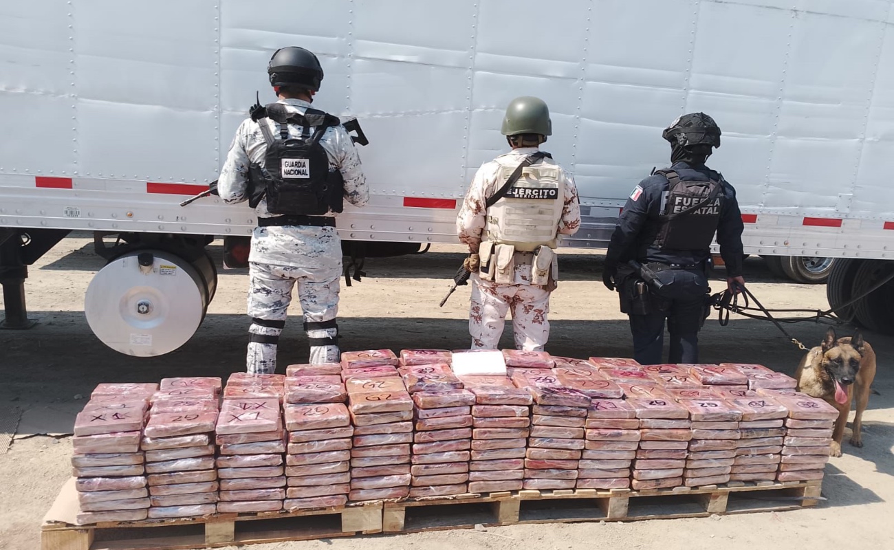 Aseguran caja de tráiler con 455 kilos de cocaína en Tijuana