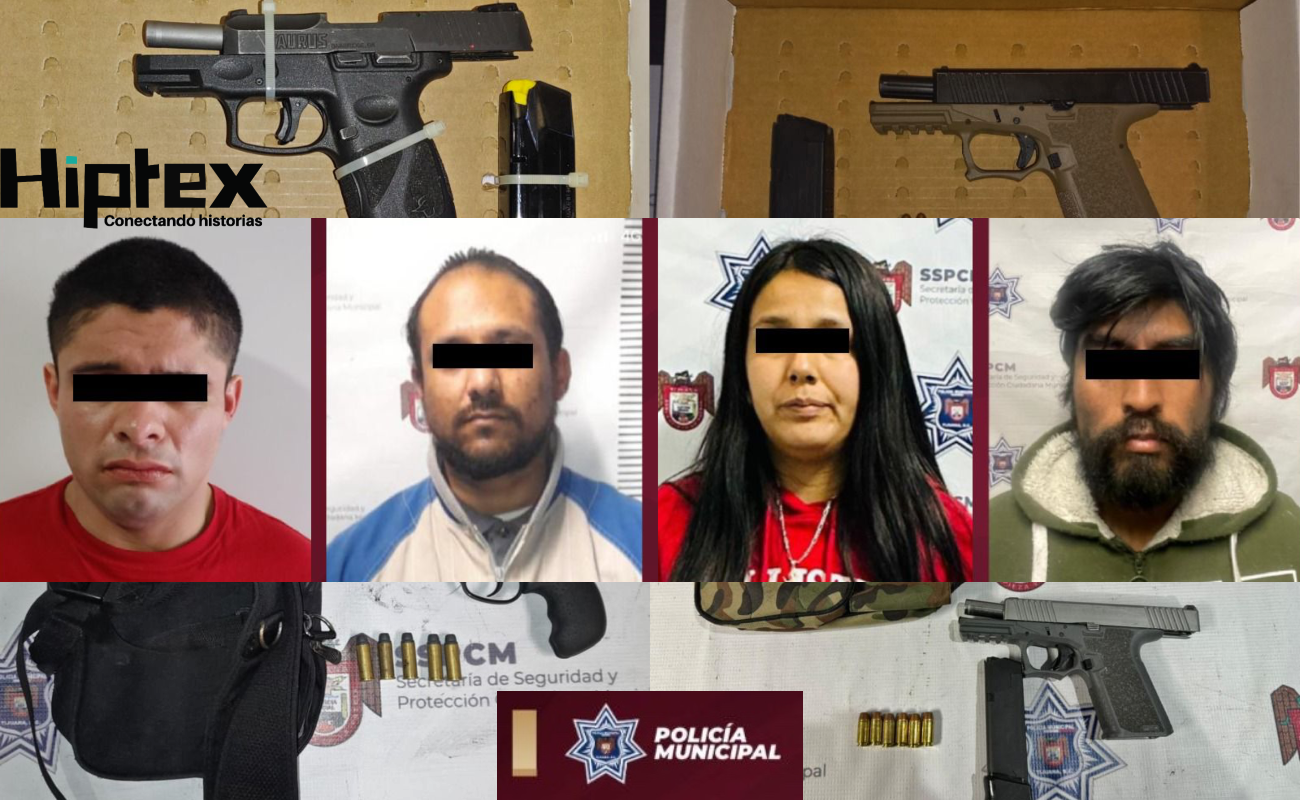 Detienen a tres hombres y una mujer armados en Tijuana