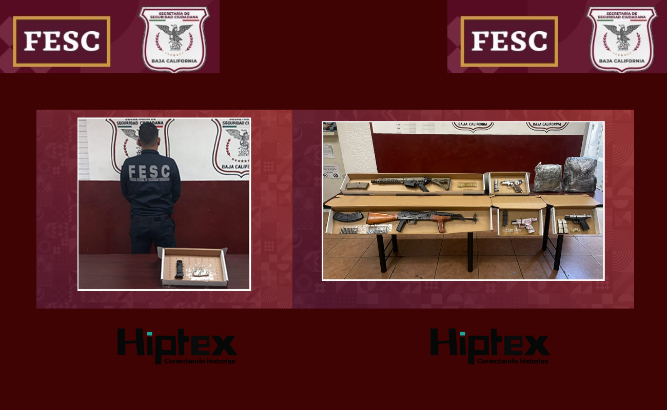 Localizan FESC y SEDENA armas de fuego y equipo táctico en Tecate