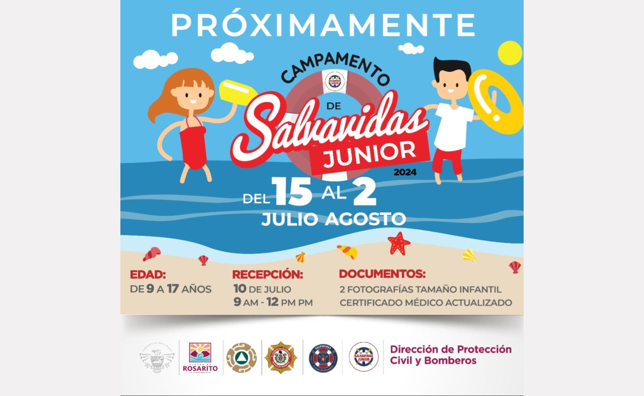 Invita Gobierno Municipal al Campamento de Verano “Salvavidas Jr. 2024”