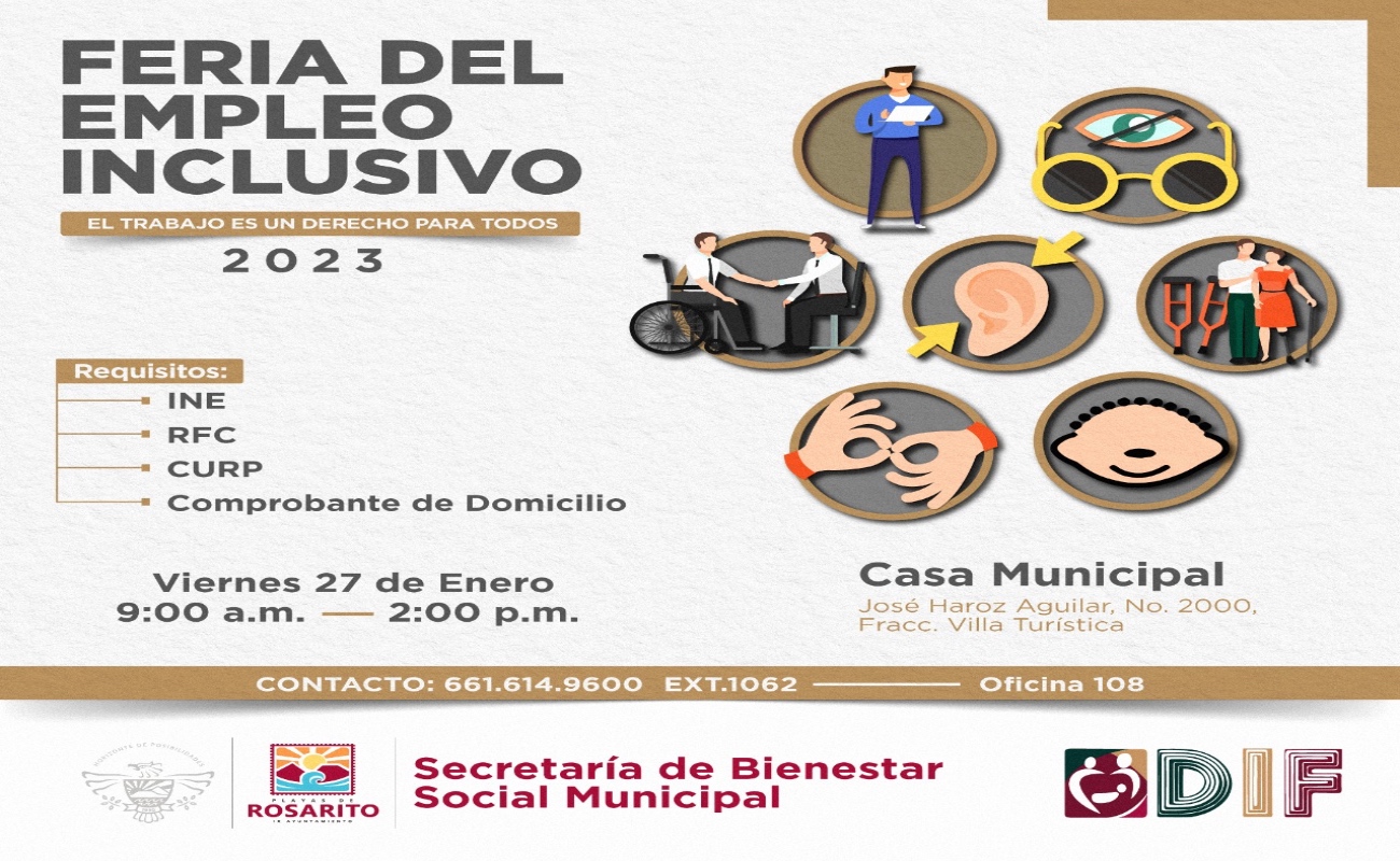 Organiza Rosarito la Primer Feria de Empleo Inclusiva 2023