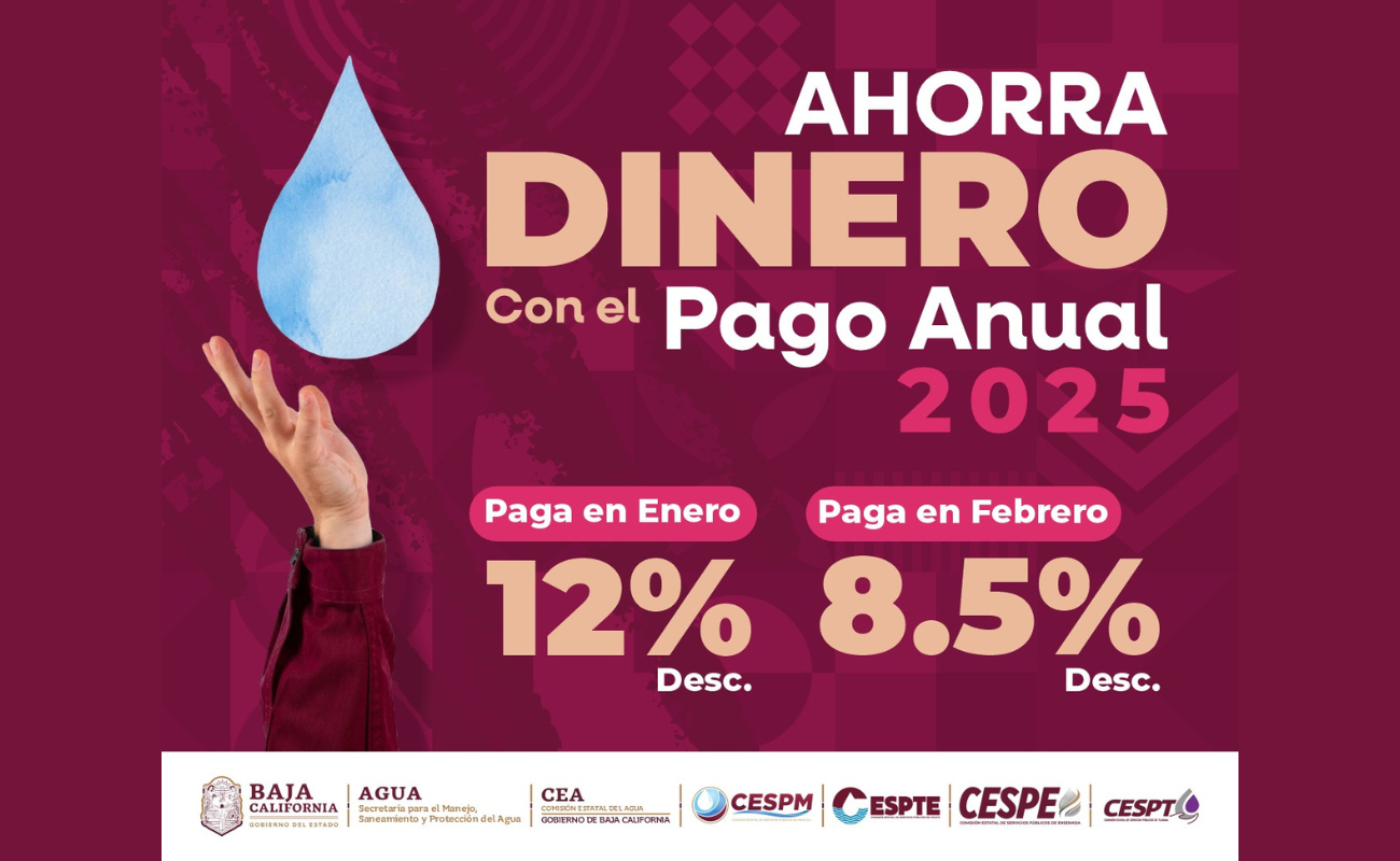 Invita Secretaría del Agua aprovechar el pago anual anticipado