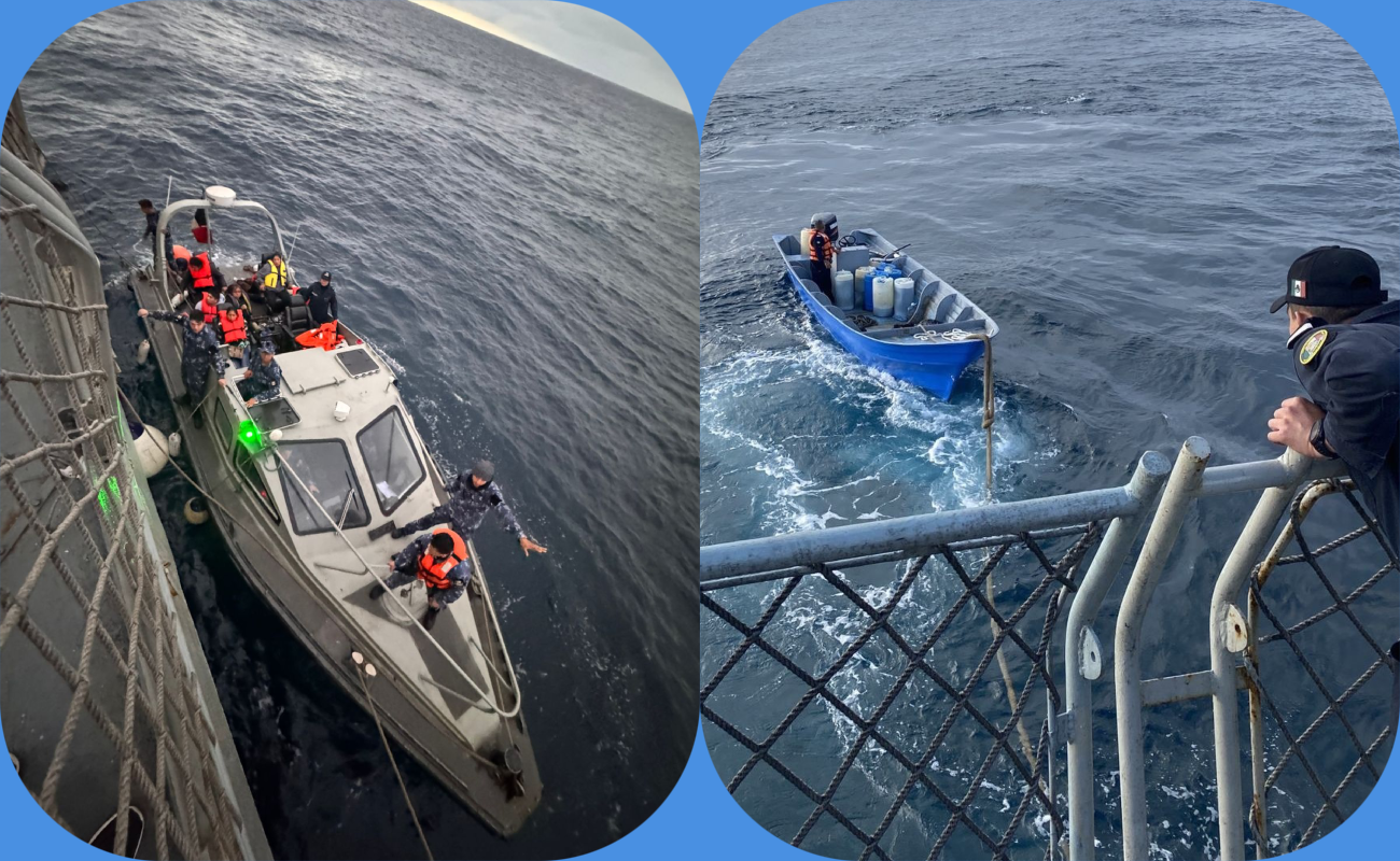 Rescatan a 17 personas en panga a la deriva cerca de Rosarito