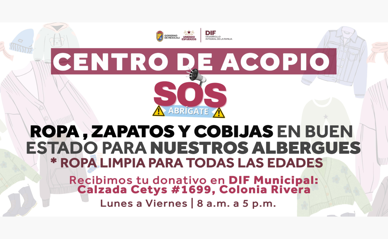 Inicia DIF Municipal campaña “S.O.S. Abrígate” para apoyar a personas vulnerables este Invierno