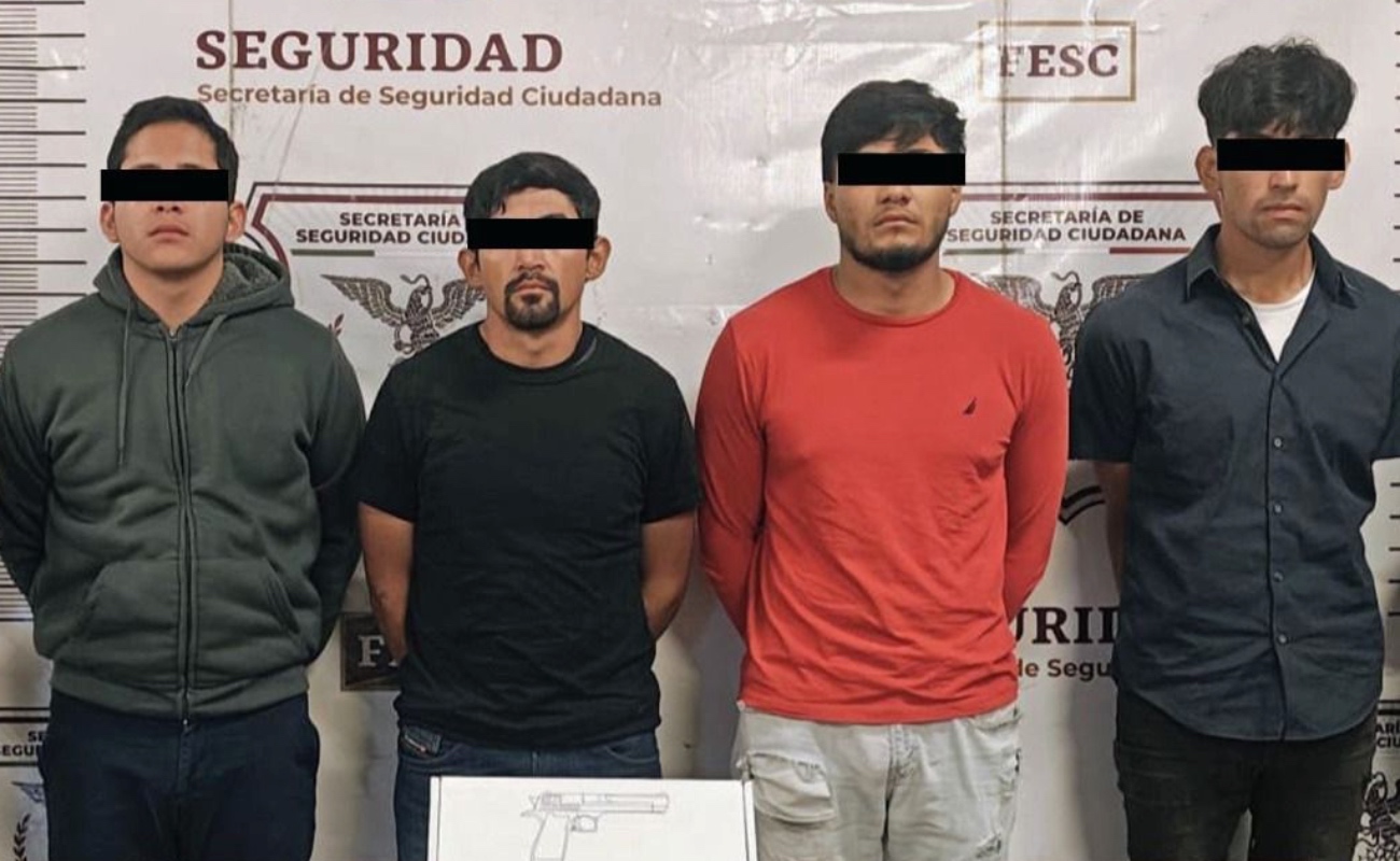 Captura Fuerza Estatal a cuatro hombres con arma de fuego en Tijuana
