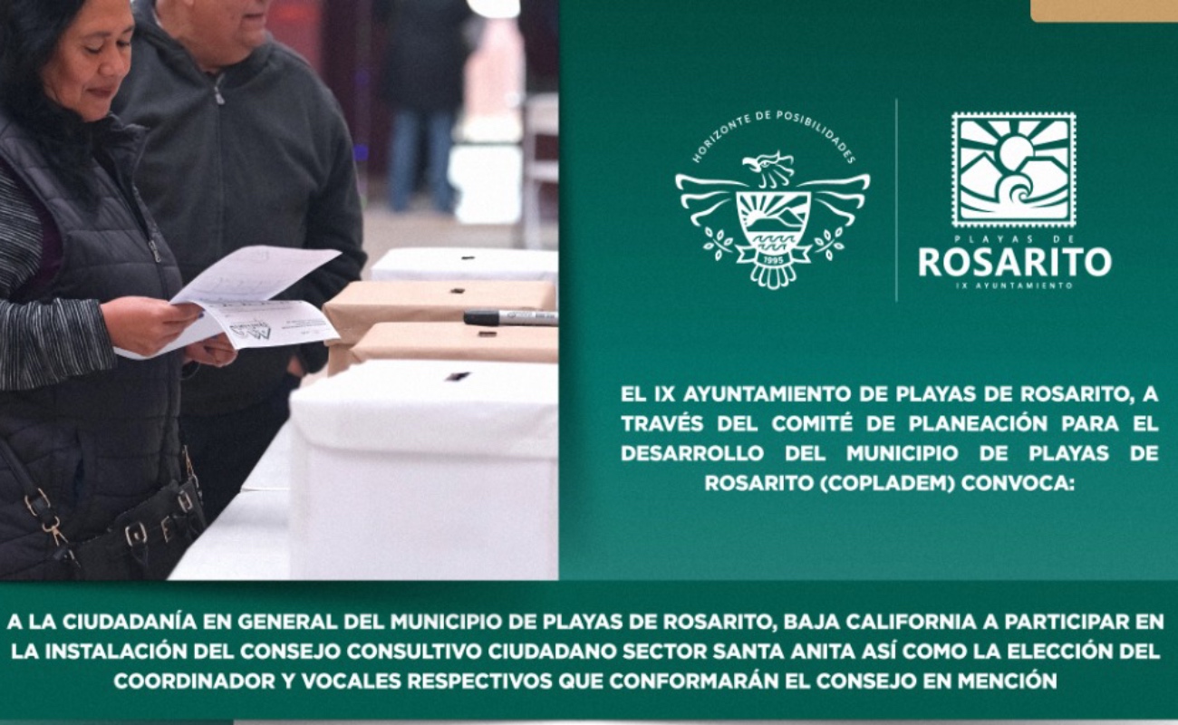 Invita COPLADEM Rosarito a connformar Consejo Consultivos Ciudadanos