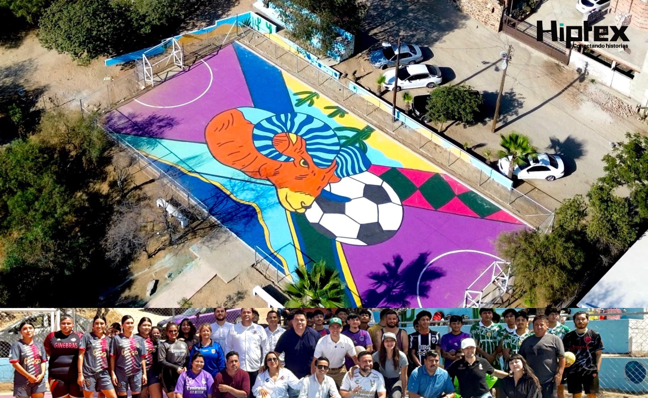 Renuevan cancha de la Lázaro Cárdenas con arte y color en Tecate