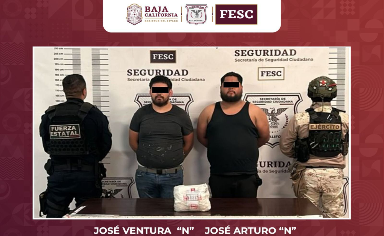 Decomisan FESC y SEDENA dos kilos de metanfetamina en Tijuana; hay dos detenidos