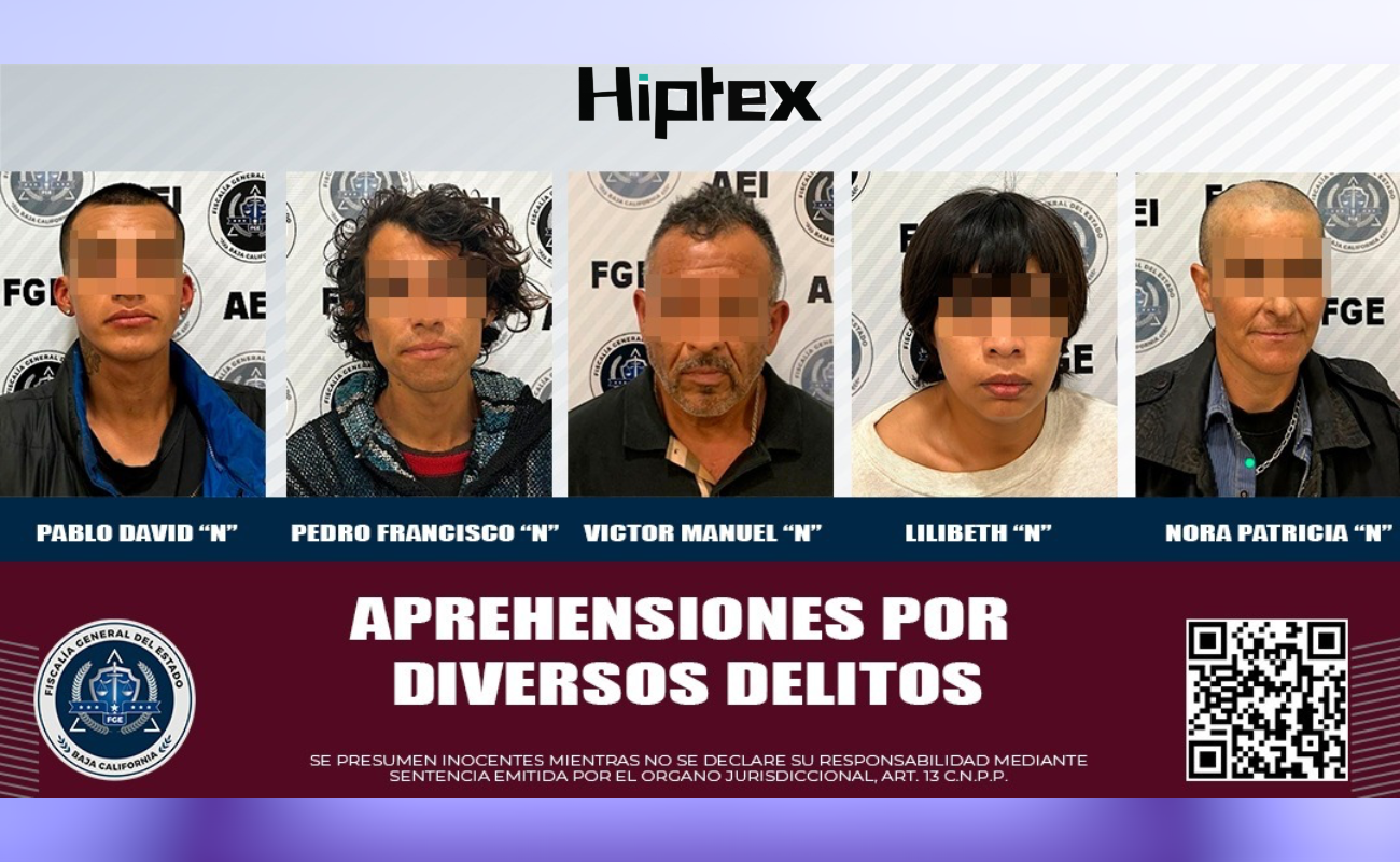 Detenidos cinco sujetos por diversos delitos en Tijuana