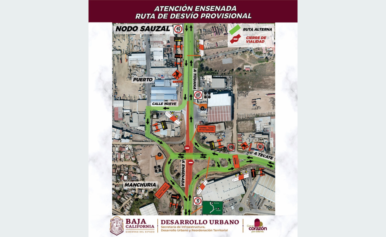 Informan sobre ruta de desvío en nodo El Sauzal para hoy y mañana