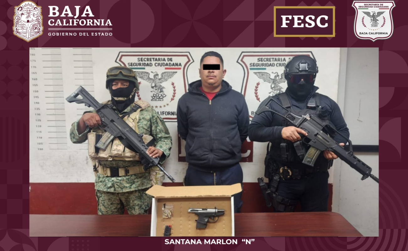 Asegura Fuerza Estatal a motociclista armado en Mexicali