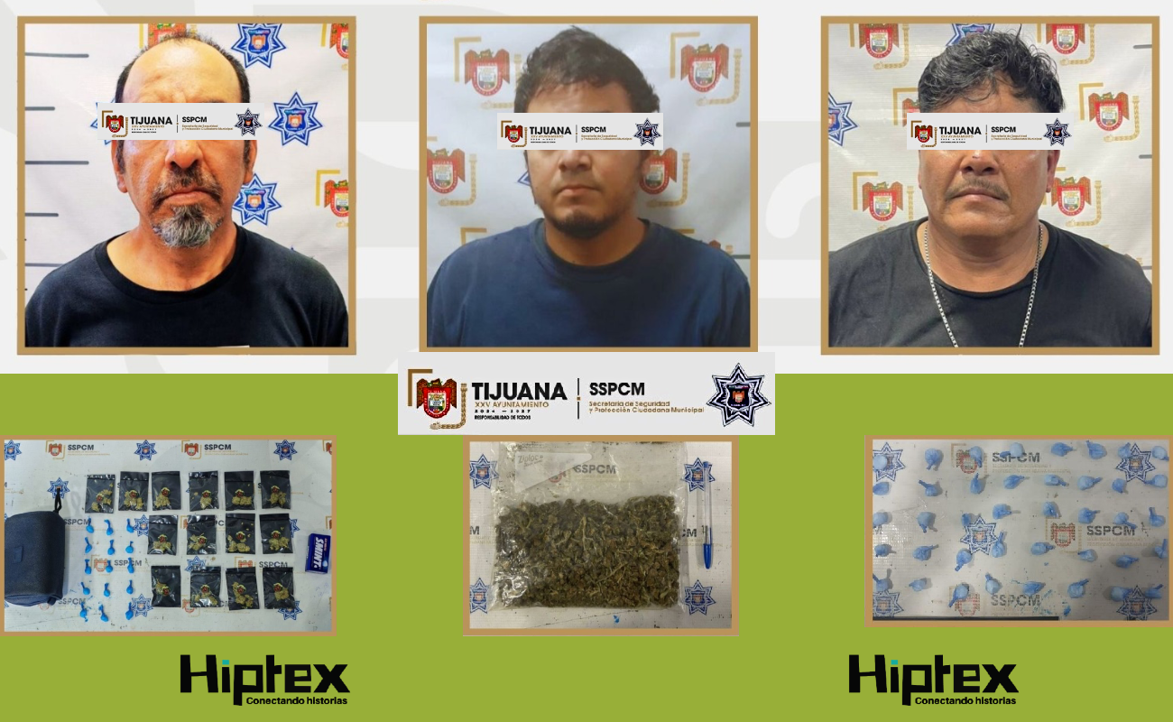 Detiene Policía Municipal a tres personas en posesión de droga