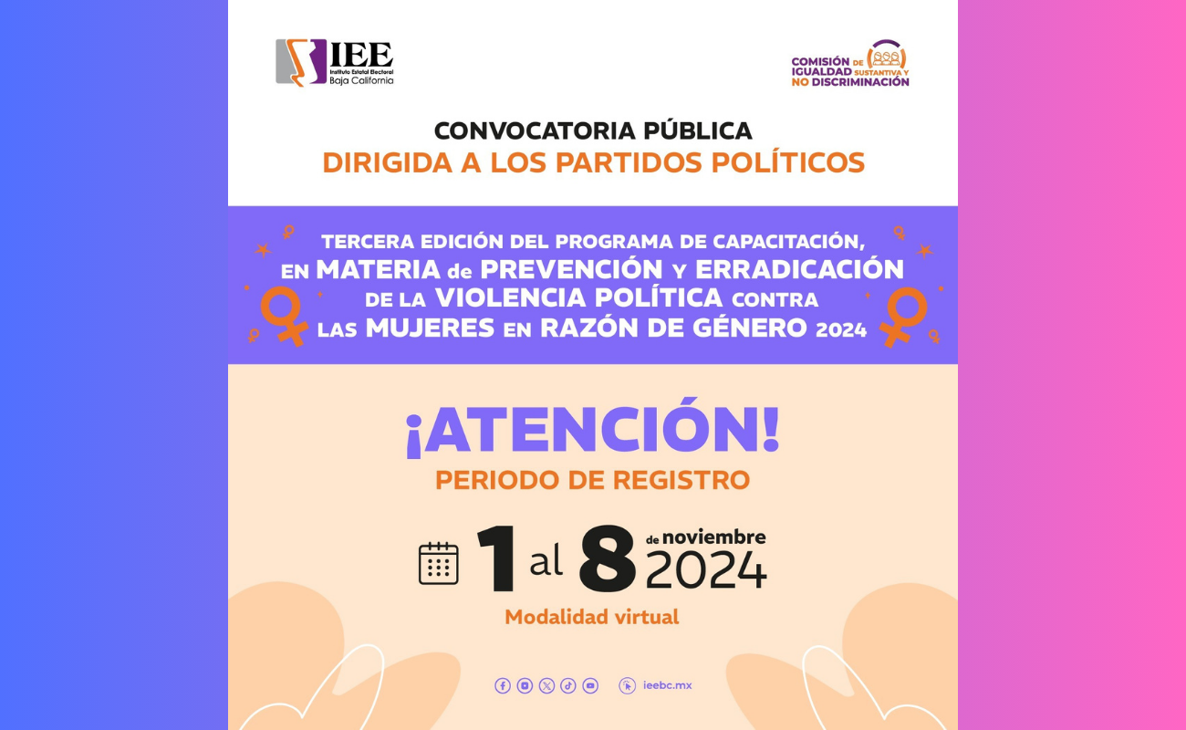 Aprueba IEEBC tercera edición del programa de capacitación en materia de prevención y erradicación de violencia política contra mujeres