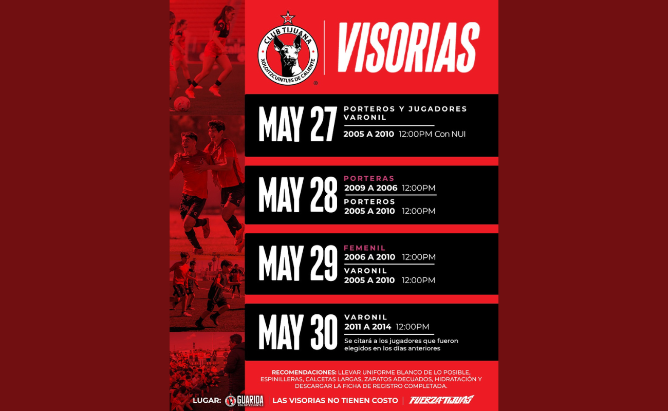 El Club Tijuana abre convocatoria para sus visorias