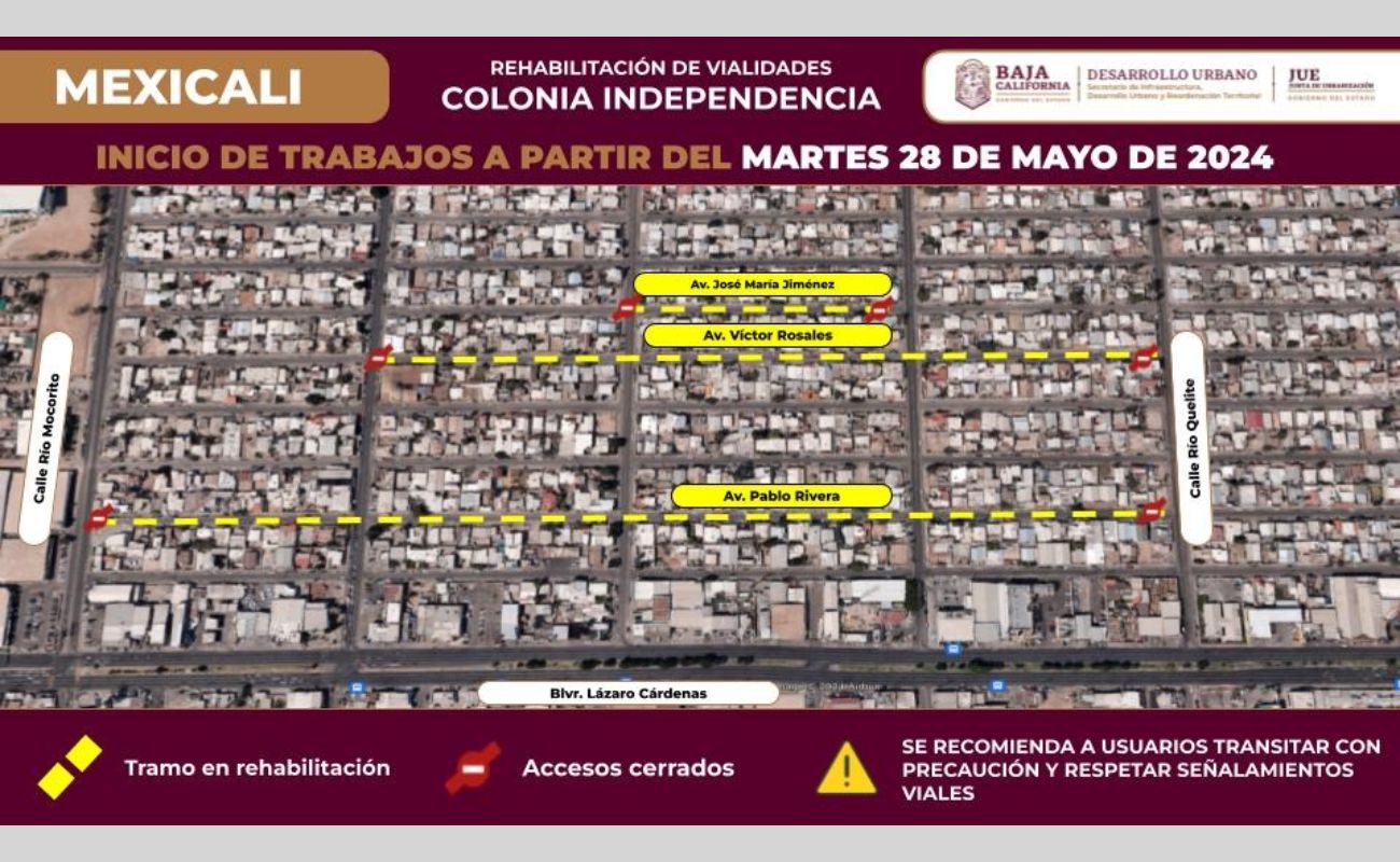 Anuncia SIDURT trabajos de rehabilitación en colonia Independencia en Mexicali