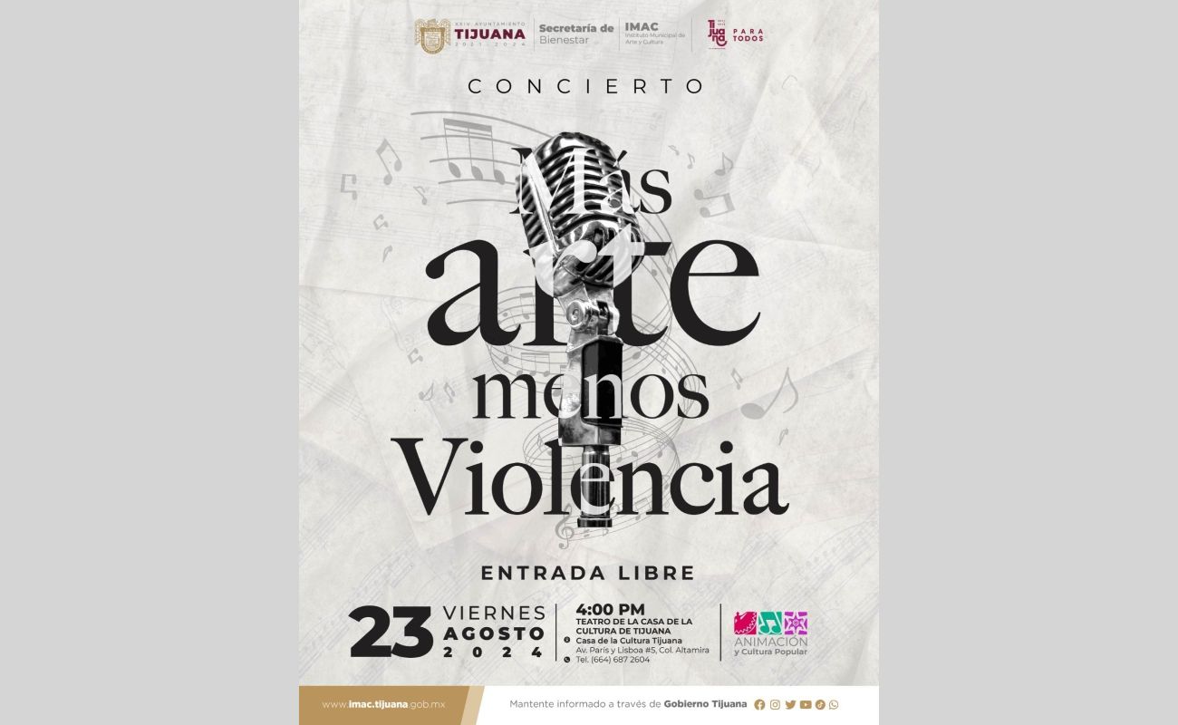 IMAC presentará concierto “Más arte, menos violencia”