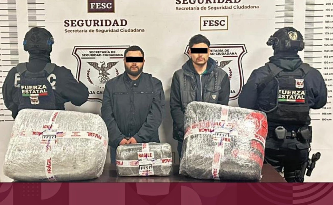 Detienen a dos hombres “cargados” con 30 kilos de “mota” en el Mariano Matamoros