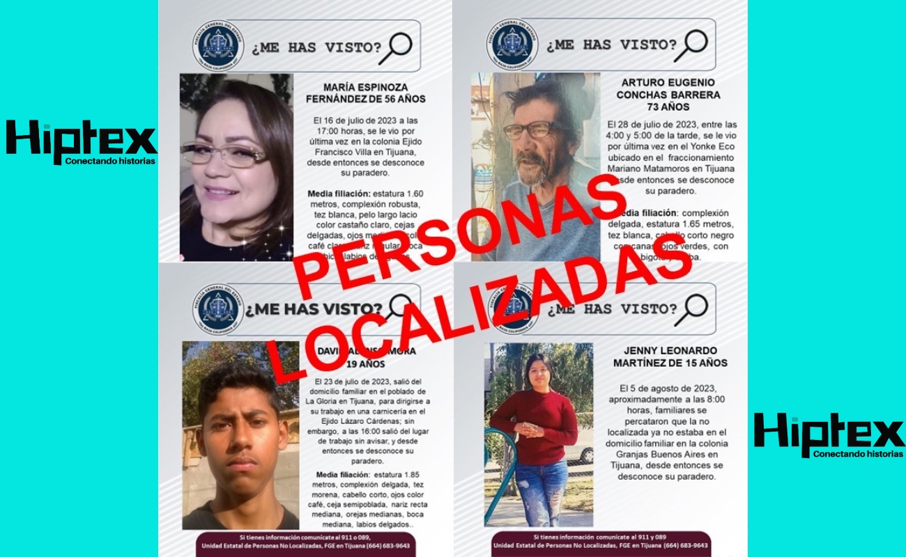 Localizan a cuatro personas reportadas como desaparecidas en Tijuana