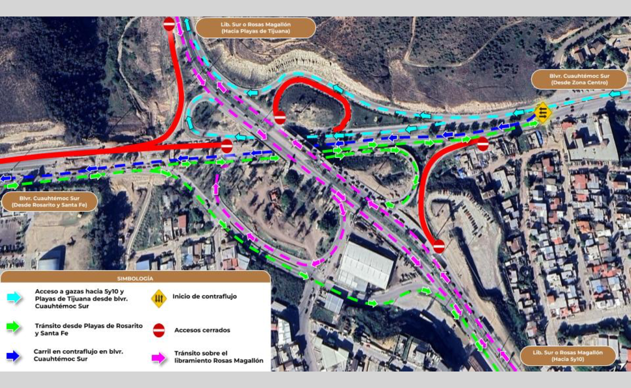 Anuncia SIDURT cierres por maniobras de montaje en obra del Nodo Morelos en Tijuana