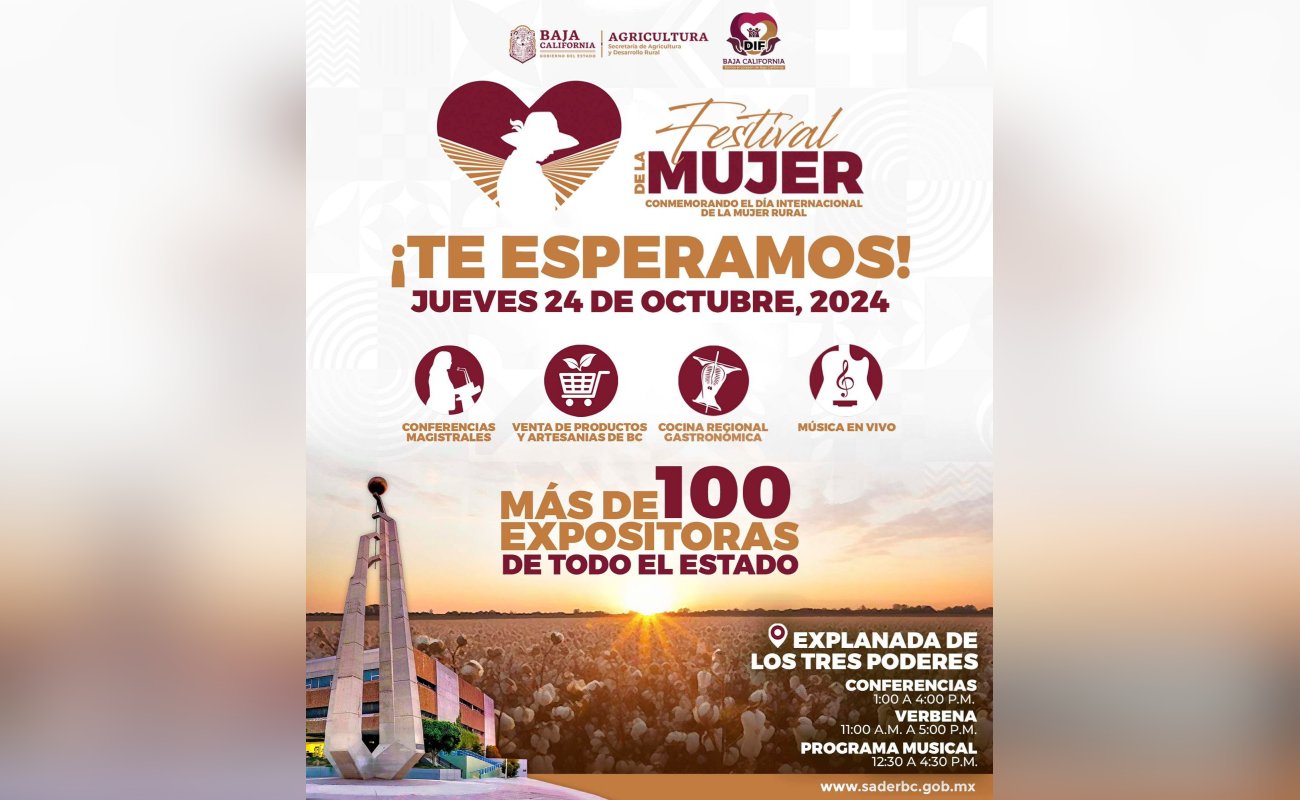 Invita SADERBC a la tercera edición del Festival de la Mujer en BC