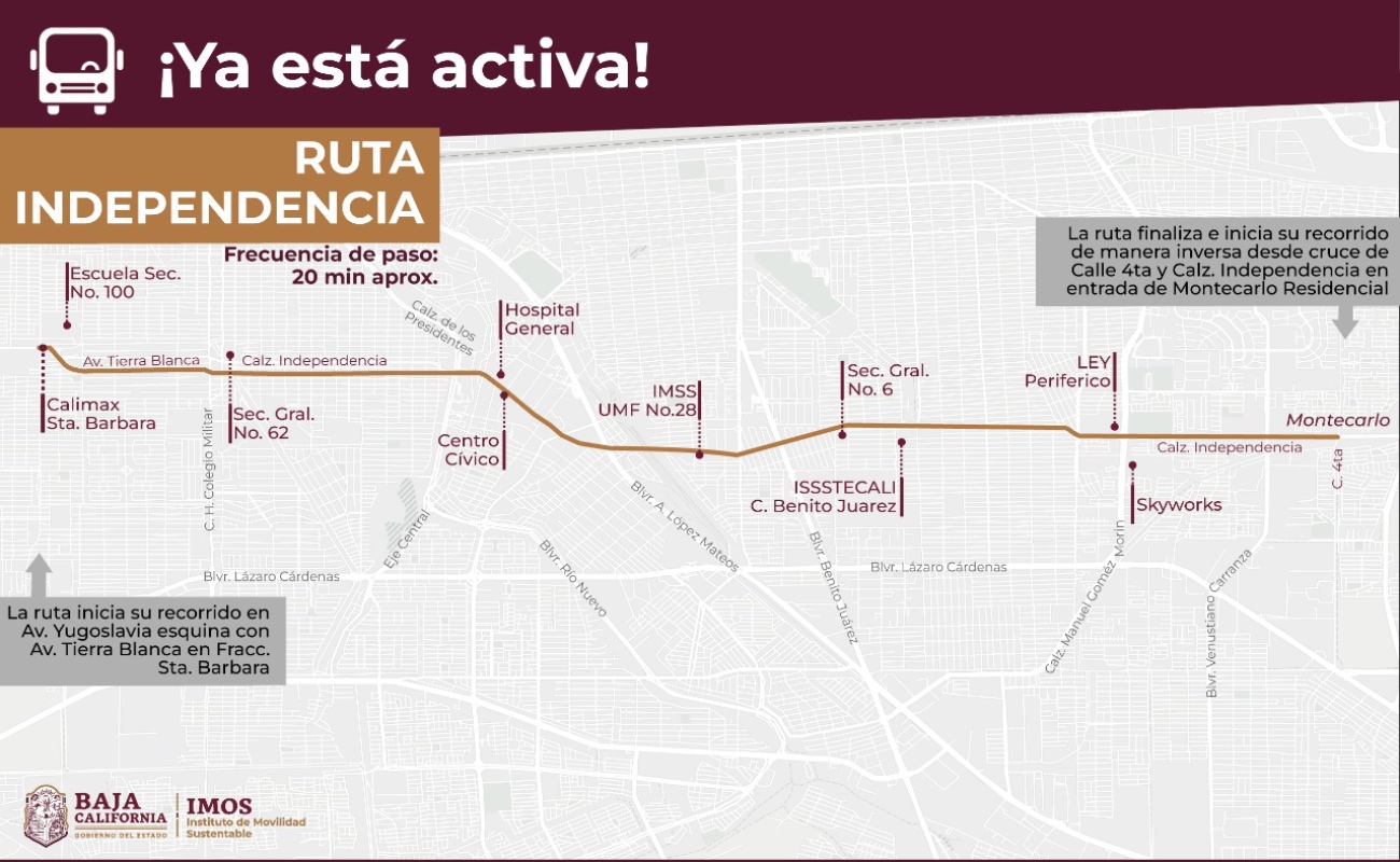 Anuncian nueva ruta de transporte público en Mexicali