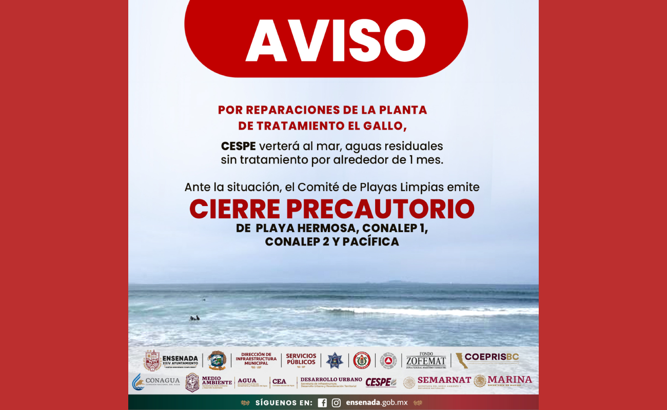 Inicia hoy el cierre precautorio de playas en Ensenada por más de un mes