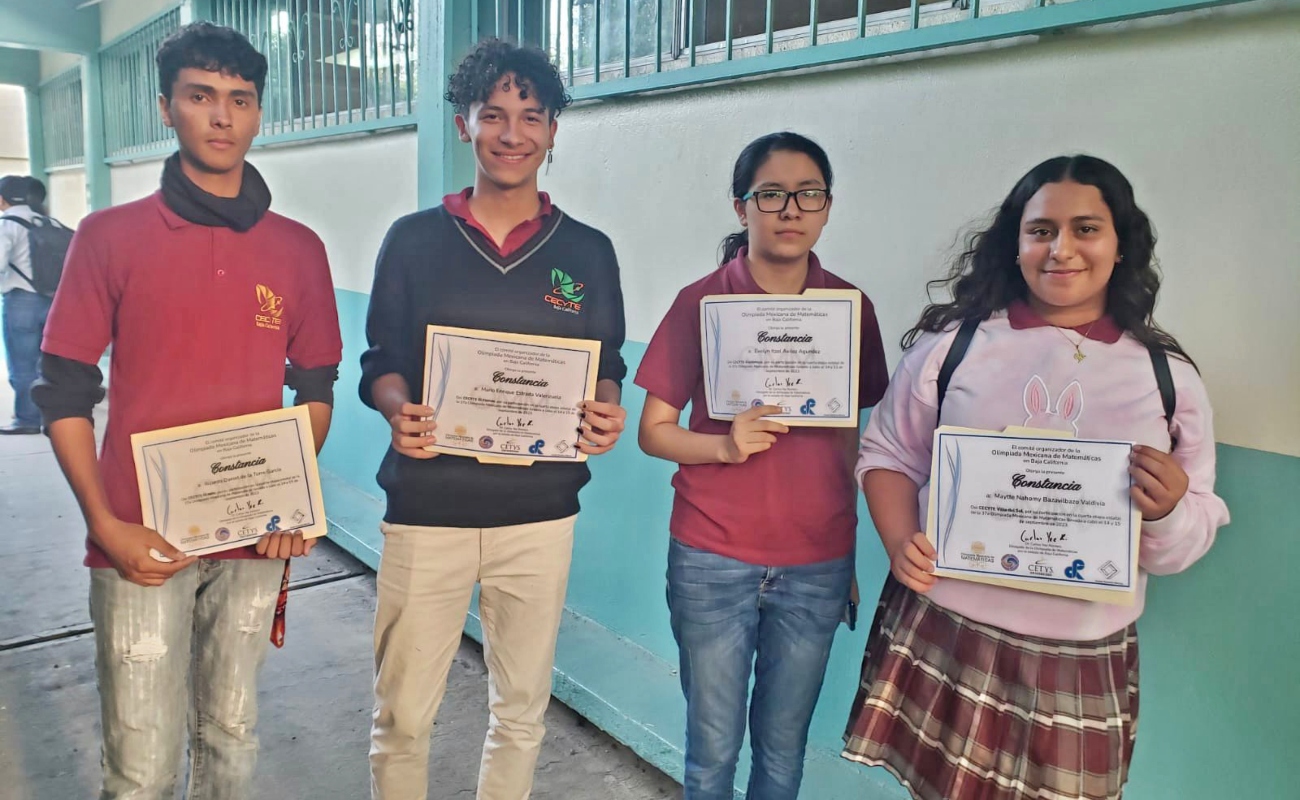 Ganan estudiantes del Cecyte BC segundo y tercer lugar en Olimpiada Estatal de de Matemáticas