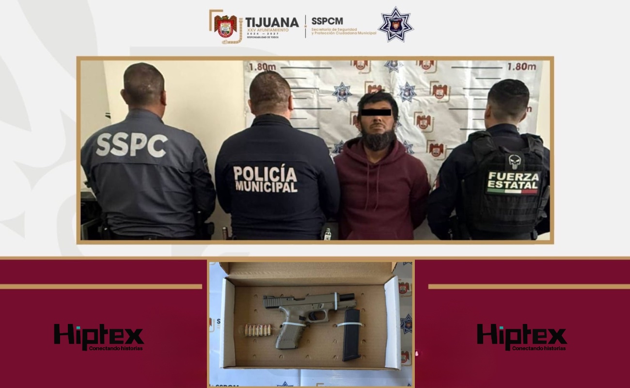 Arrestan fuerzas de seguridad de Tijuana a hombre tras agresión con arma de fuego