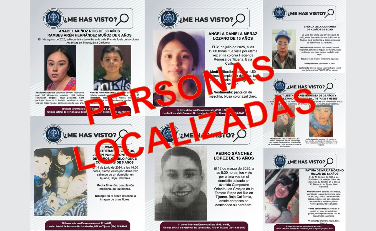 FGE localiza a once personas con reporte de búsqueda