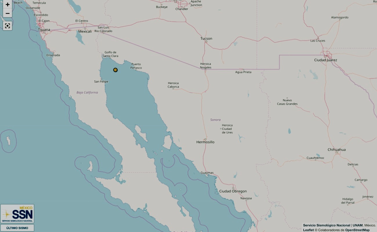 Reportan sismo de 4.6 de en San Felipe