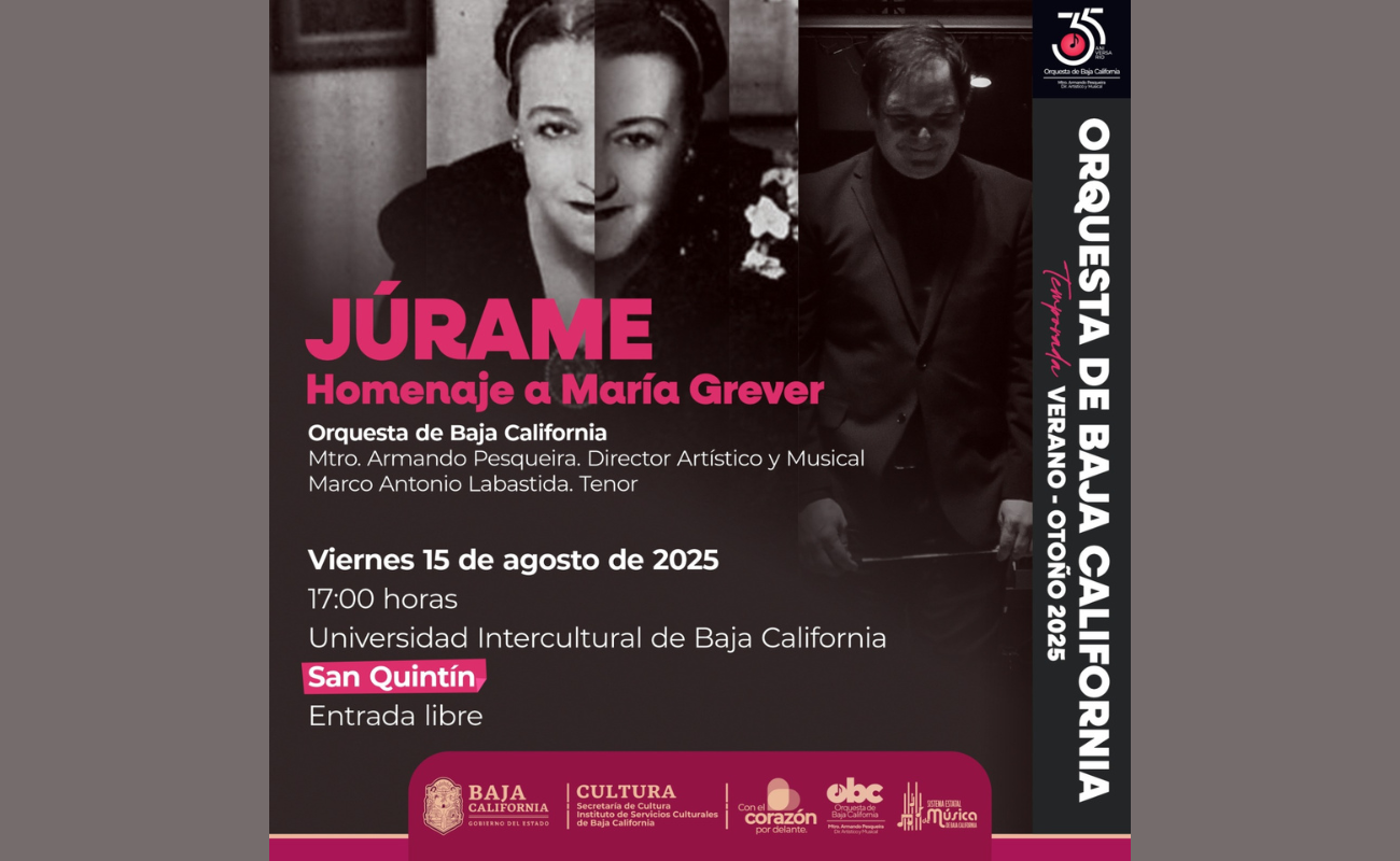 La Orquesta de Baja California regresa a San Quintín con “Júrame”, un homenaje a María Grever