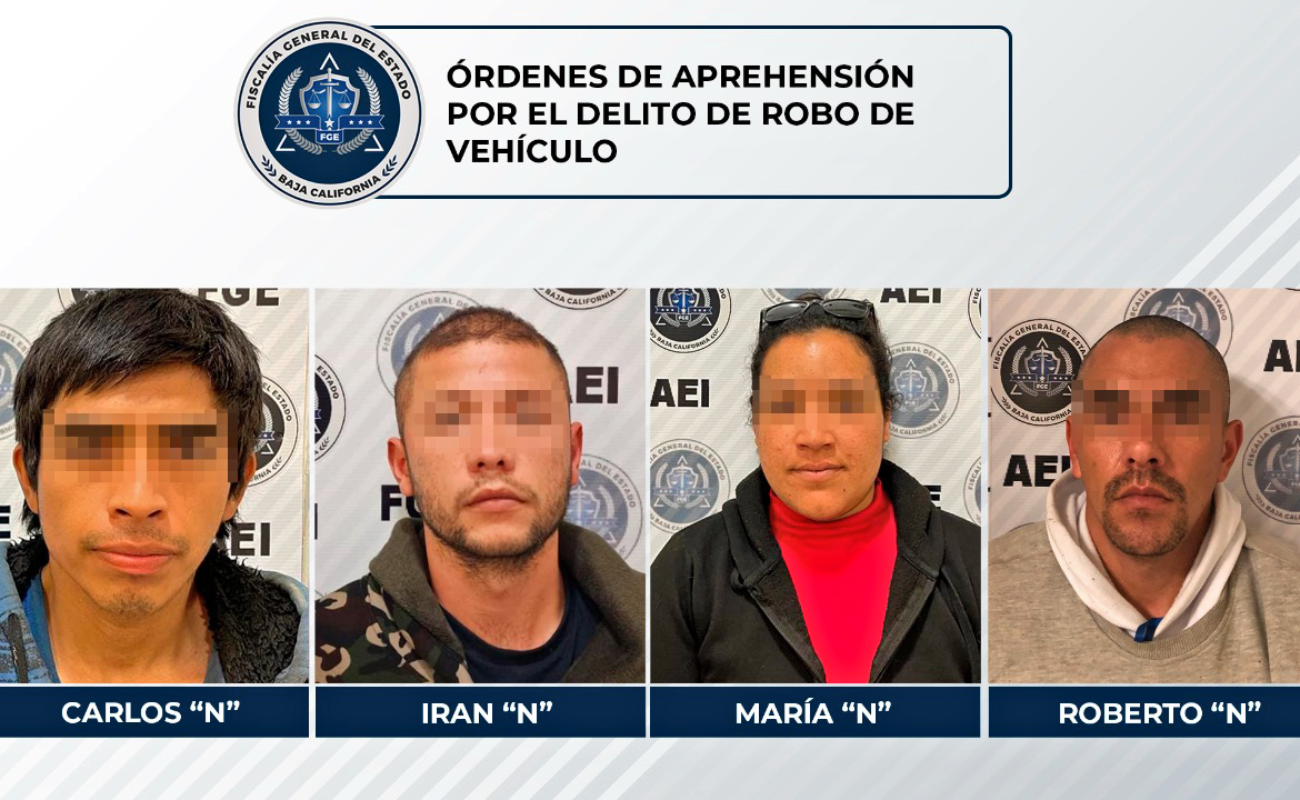 Capturan a tres hombres y una mujer acusados de robo de vehículo